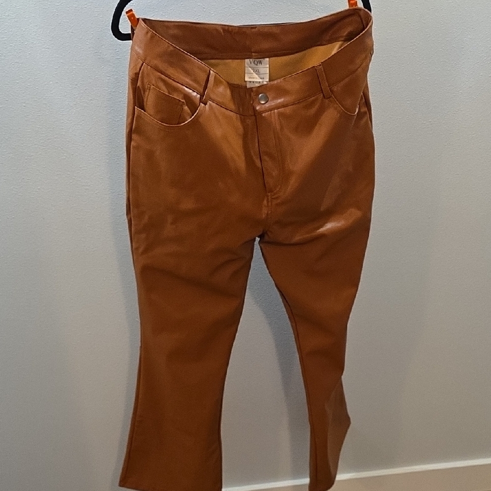 Brown Faux Leather Pants